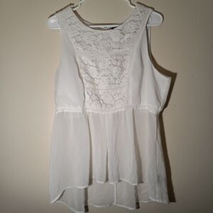 Nicole Miller White Asymmetrical Peplum Blouse sz XL